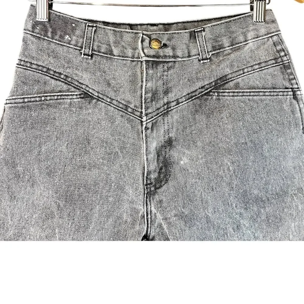 Vintage SUNSET BLUES (28x25) Acid Wash Mom Jeans 80s High Rise Bare Back USA - Picture 3 of 6